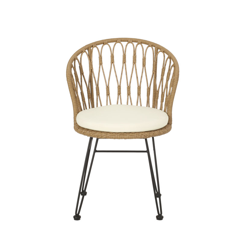 Beachcrest Home Kathrine Wicker Outdoor Dining Side Chair with Cushion